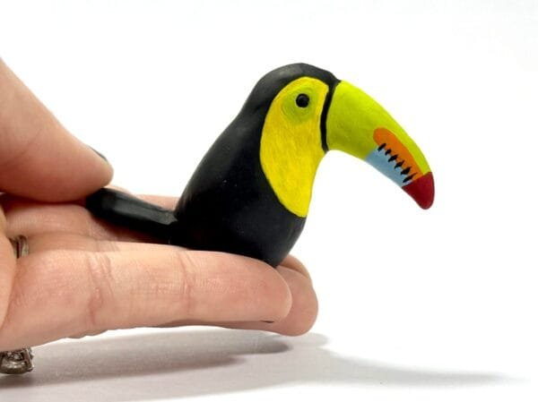 Clay toucan totem from Featherlight Talimals series