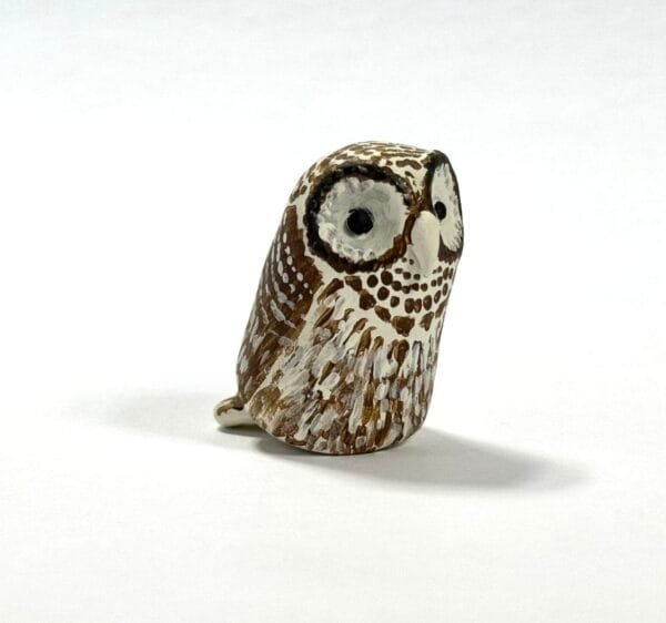 Clay owl totem from Featherlight Talimals series