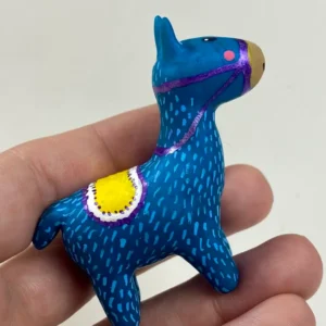 Blue polymer clay llama sculpture by Hodge Podge Art Studio