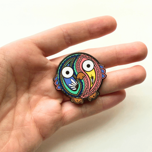 Paisley Owl Hard Enamel Pin - Image 3